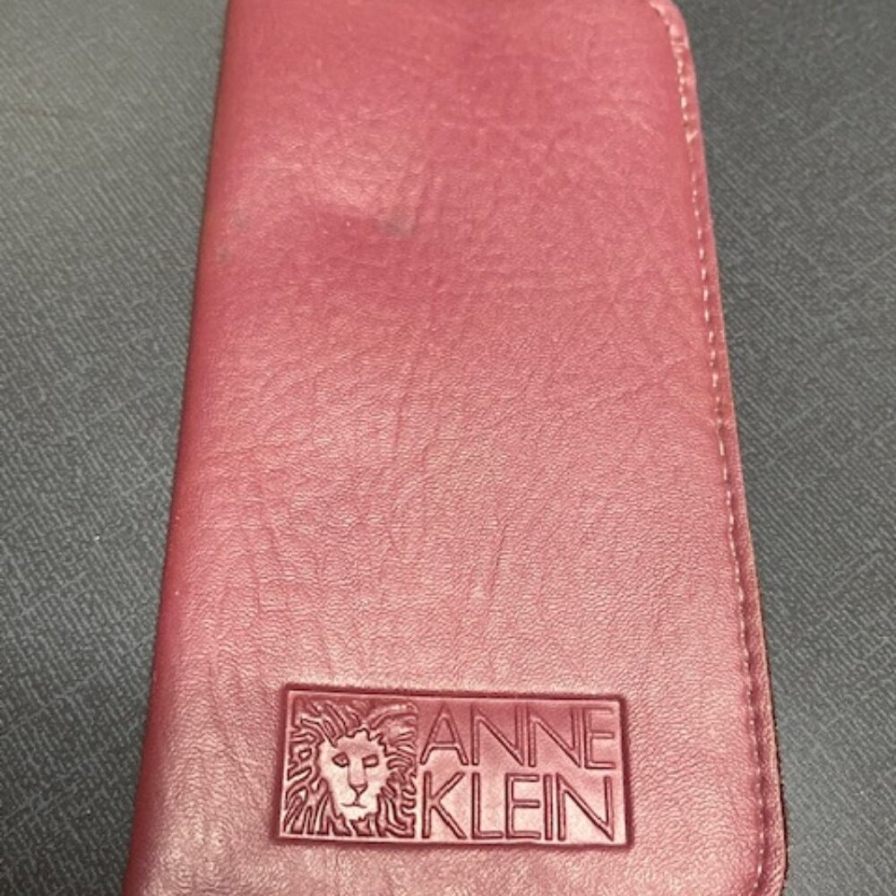 VTG Anne Klein Burgundy Red Soft Leather Eyeglasses Case 3.5"x7"